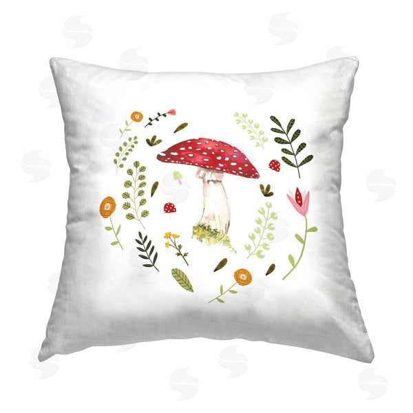 stupell industries Victoria Barnes | Botanical Cottage Mushroom Printed Throw Pillow