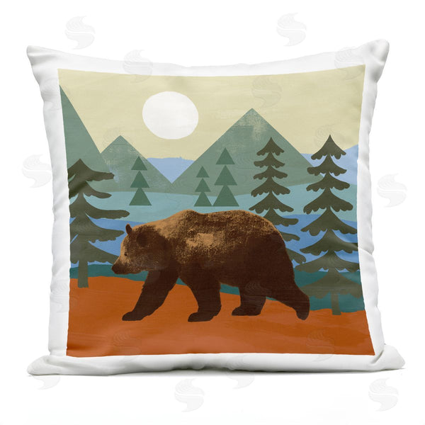Stupell Industries Victoria Barnes | Brown Bear Woodland Nature Sunshine Camp Printed Throw Pillow