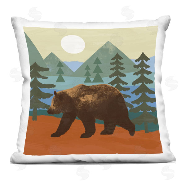 stupell industries Victoria Barnes | Brown Bear Woodland Nature Sunshine Camp Printed Throw Pillow