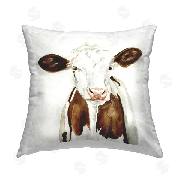 stupell industries Victoria Barnes | Brown Spotted Cow Printed Throw Pillow