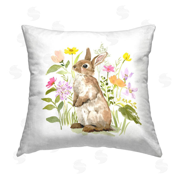 stupell industries Victoria Barnes | Bunny Peeking in Garden Printed Throw Pillow