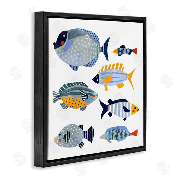 Stupell Industries Victoria Barnes | Children's Aquatic Fish Arrangement Playful Blue Yellow Animals Wall Art