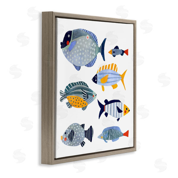 Stupell Industries Victoria Barnes | Children's Aquatic Fish Arrangement Playful Blue Yellow Animals Wall Art