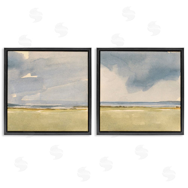 Stupell Industries Victoria Barnes | Cloudy Field Nature Landscape Watercolor Collage Wall Art