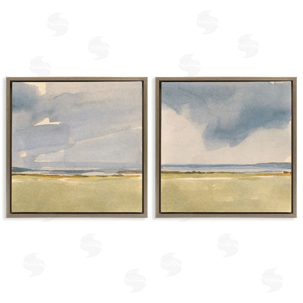 Stupell Industries Victoria Barnes | Cloudy Field Nature Landscape Watercolor Collage Wall Art