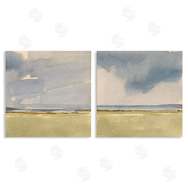 stupell industries Victoria Barnes | Cloudy Field Nature Landscape Watercolor Collage Wall Art