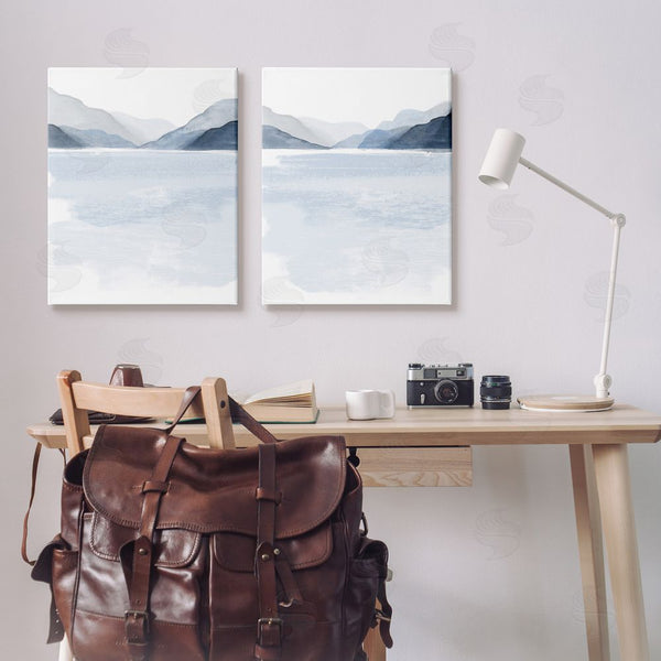 Stupell Industries Victoria Barnes | Coastal Mountain Range Landscape Soft Watercolor Wall Art