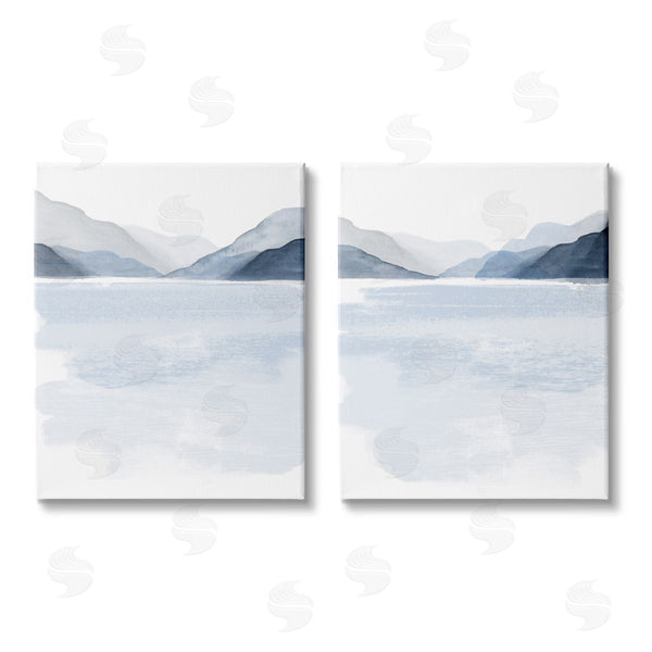 stupell industries Victoria Barnes | Coastal Mountain Range Landscape Soft Watercolor Wall Art