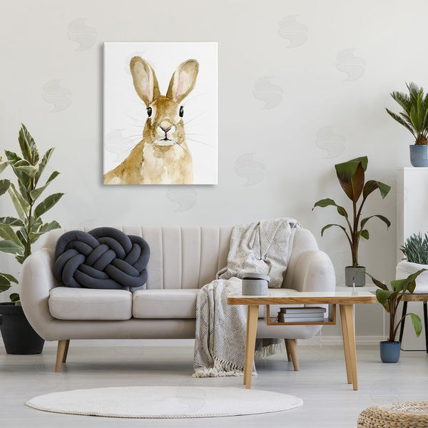 Stupell Industries Victoria Barnes | Curious Bunny Rabbit Watercolor Portrait Wild Forest Animal Wall Art