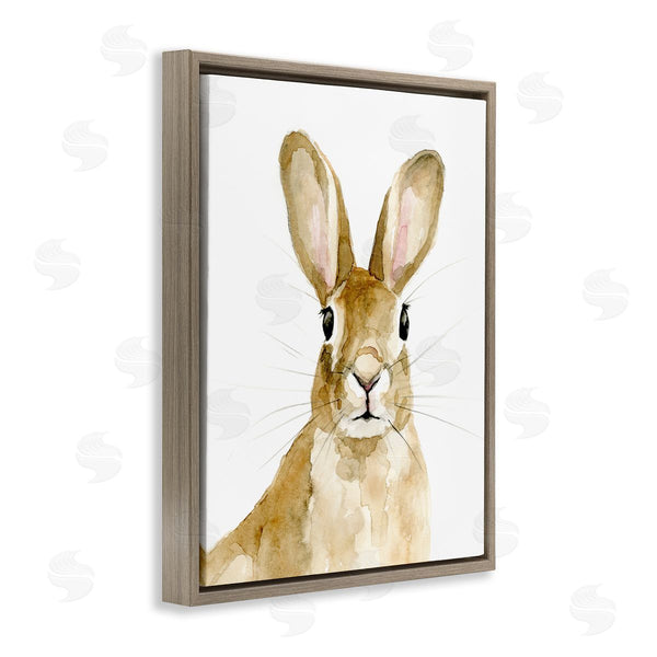 Stupell Industries Victoria Barnes | Curious Bunny Rabbit Watercolor Portrait Wild Forest Animal Wall Art