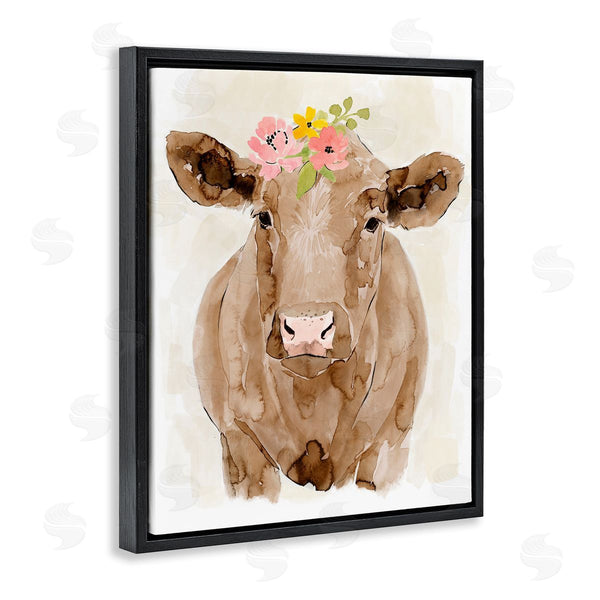 Stupell Industries Victoria Barnes | Delicate Blooms Cow Portrait Wall Art