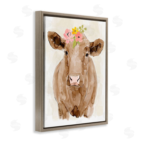 Stupell Industries Victoria Barnes | Delicate Blooms Cow Portrait Wall Art