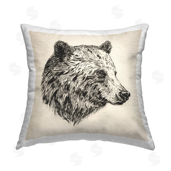 Stupell Industries Victoria Barnes | Detailed Bear Portrait Printed Throw Pillow