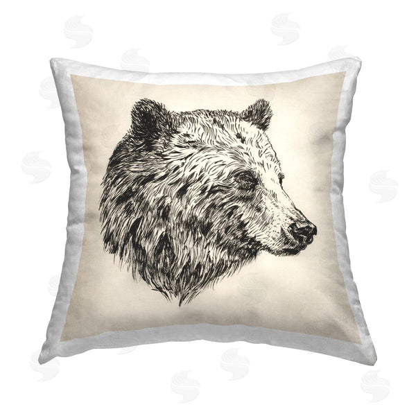stupell industries Victoria Barnes | Detailed Bear Portrait Printed Throw Pillow