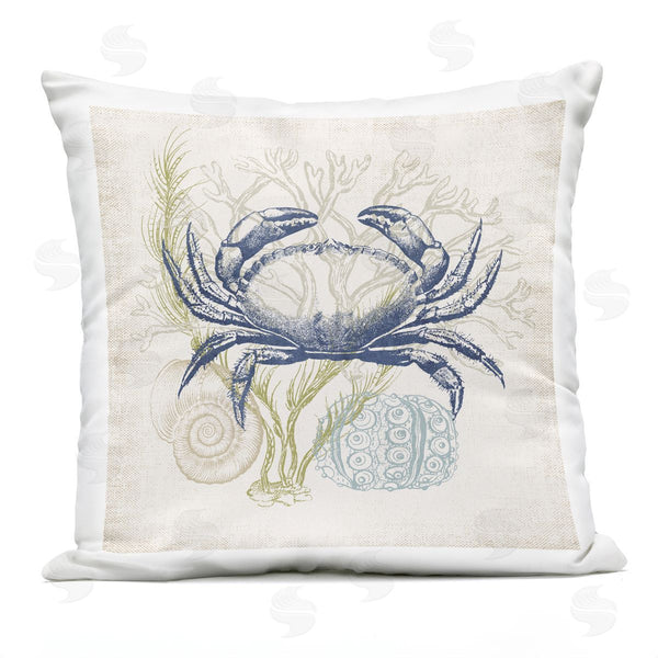 Stupell Industries Victoria Barnes | Detailed Crab Aquatic Ocean Botanicals Printed Throw Pillow