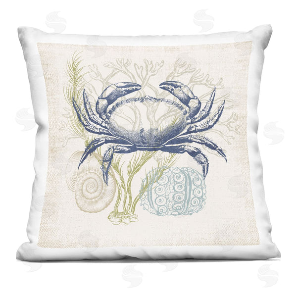 stupell industries Victoria Barnes | Detailed Crab Aquatic Ocean Botanicals Printed Throw Pillow