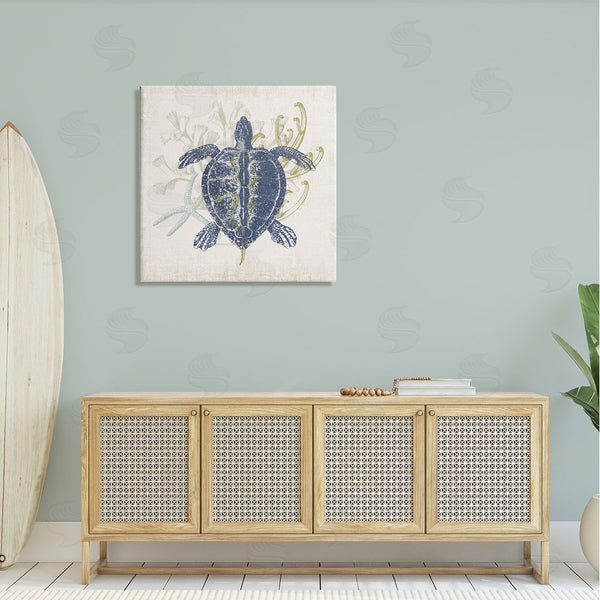 Stupell Industries Victoria Barnes | Detailed Sea Turtle Layered Coral Aquatic Life Wall Art