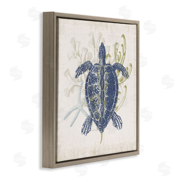 Stupell Industries Victoria Barnes | Detailed Sea Turtle Layered Coral Aquatic Life Wall Art