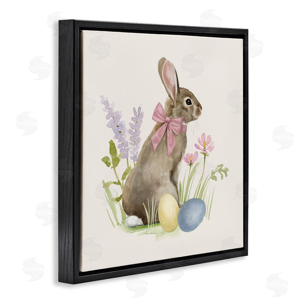 Stupell Industries Victoria Barnes | Easter Bunny Rabbit Bow Spring Flowers & Eggs Wall Art