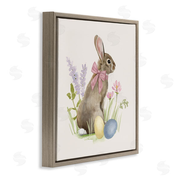 Stupell Industries Victoria Barnes | Easter Bunny Rabbit Bow Spring Flowers & Eggs Wall Art
