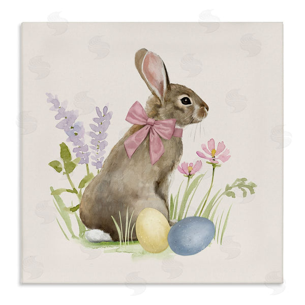 Stupell Industries Victoria Barnes | Easter Bunny Rabbit Bow Spring Flowers & Eggs Wall Art