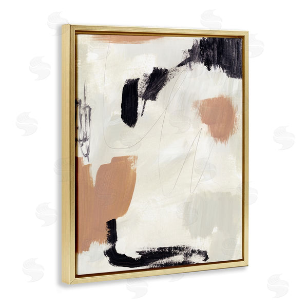 Stupell Industries Victoria Barnes | Expressive Abstract Composition Neutral Beige Black Wall Art