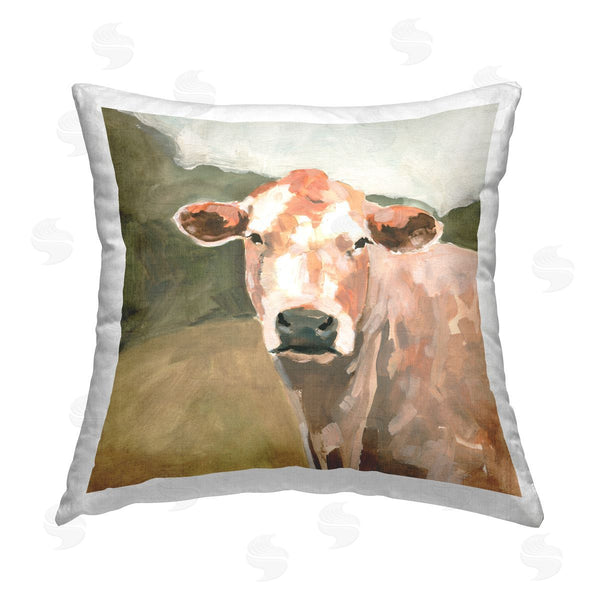 stupell industries Victoria Barnes | Farmhouse Cattle Face Printed Throw Pillow