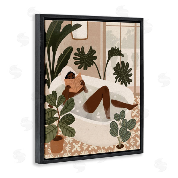 Stupell Industries Victoria Barnes | Female Reading In Bath Tropical Palm Plants
