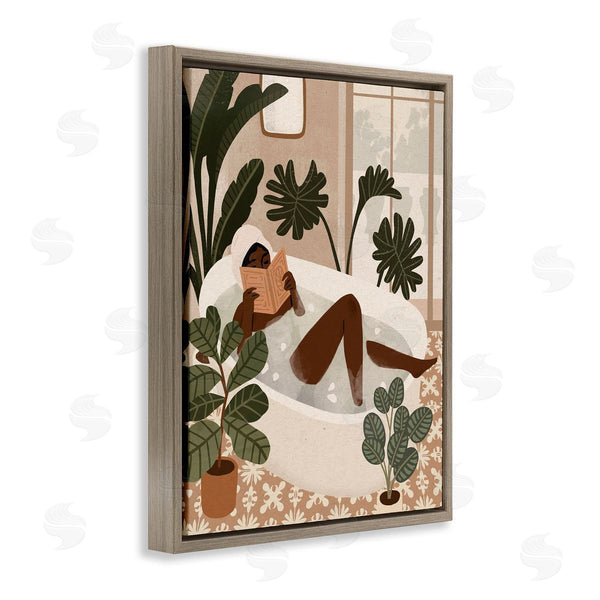 Stupell Industries Victoria Barnes | Female Reading In Bath Tropical Palm Plants