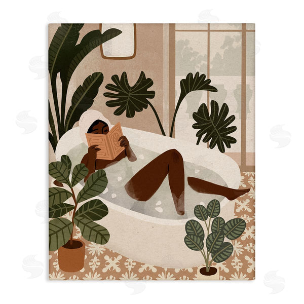 stupell industries Victoria Barnes | Female Reading in Bath Tropical Palm Plants