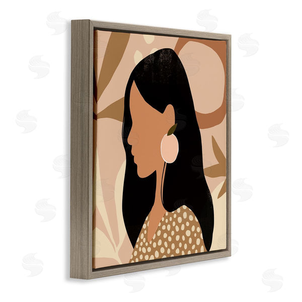 Stupell Industries Victoria Barnes | Female Side Portrait Peach Fruit Earring
