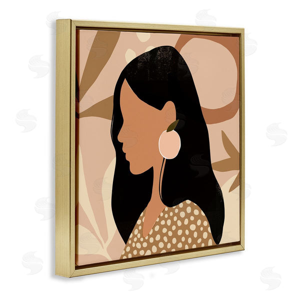 Stupell Industries Victoria Barnes | Female Side Portrait Peach Fruit Earring