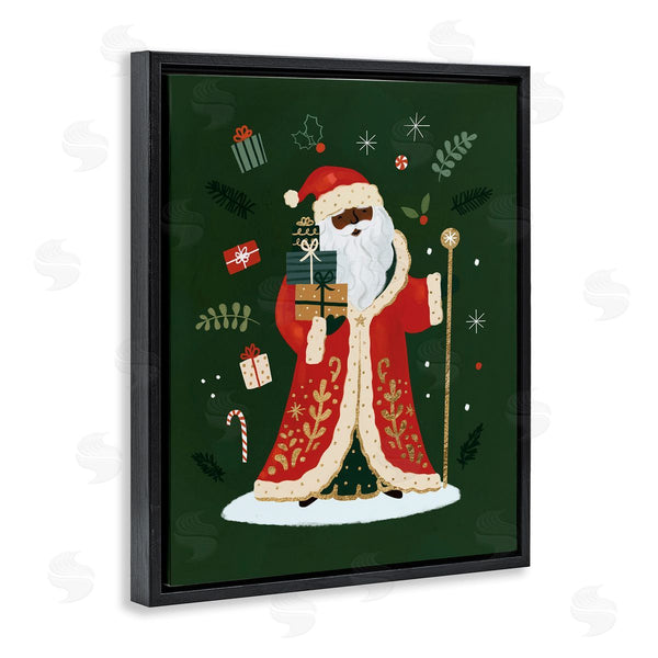 Stupell Industries Victoria Barnes | Festive St. Nick Green Christmas Winter Holiday Wall Art