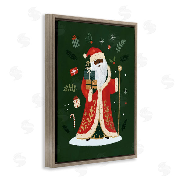 Stupell Industries Victoria Barnes | Festive St. Nick Green Christmas Winter Holiday Wall Art