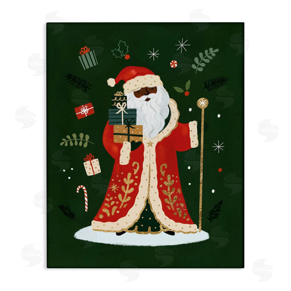 stupell industries Victoria Barnes | Festive St. Nick Green Christmas Winter Holiday Wall Art