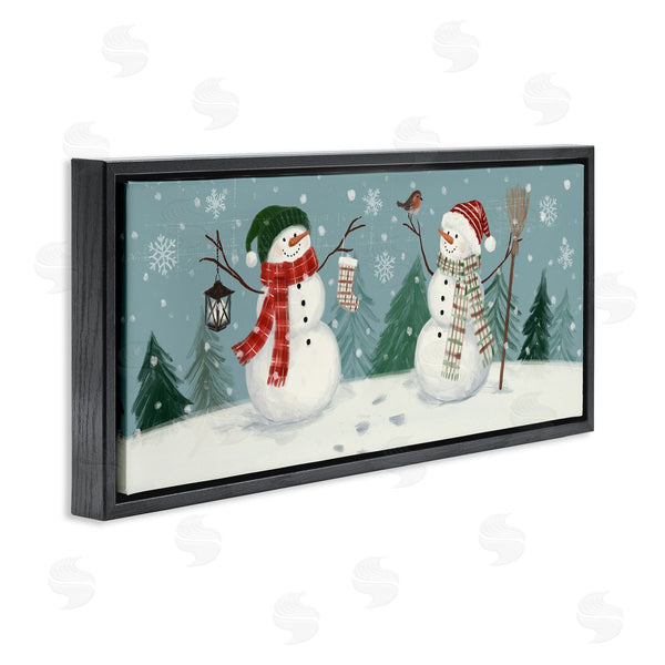 Stupell Industries Victoria Barnes | Festive Winter Snowmen Celebrating Falling Snowflakes Wall Art
