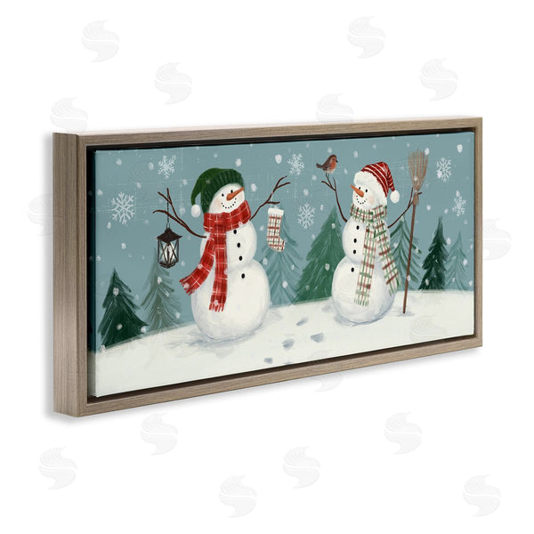 Stupell Industries Victoria Barnes | Festive Winter Snowmen Celebrating Falling Snowflakes Wall Art
