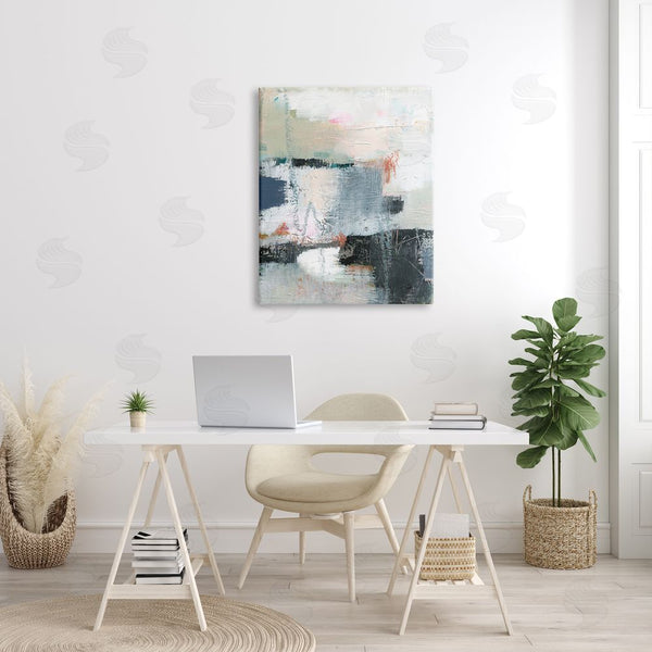 Stupell Industries Victoria Barnes | Fort Architecture Abstraction Busy Grey Blue Shapes Wall Art
