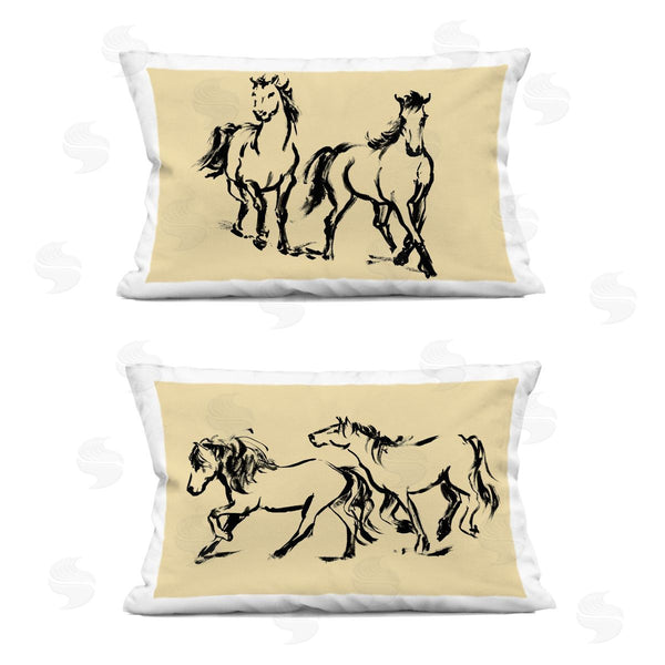 stupell industries Victoria Barnes | Gestured Horses in Motion Printed Throw Pillow Set