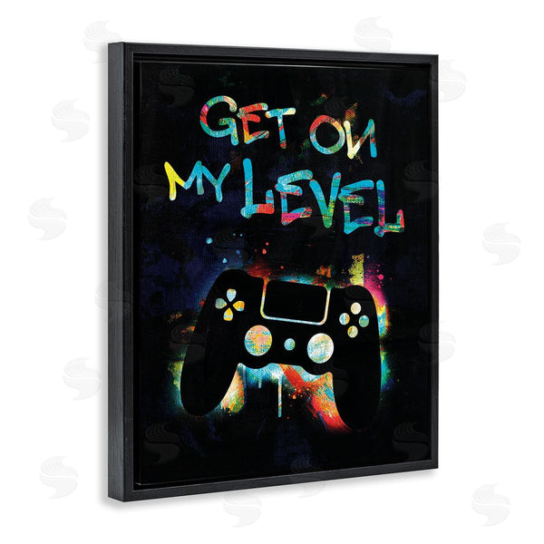 Stupell Industries Victoria Barnes | Get On My Level Gaming Controller Neon Paint Splatter Wall Art