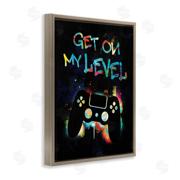 Stupell Industries Victoria Barnes | Get On My Level Gaming Controller Neon Paint Splatter Wall Art