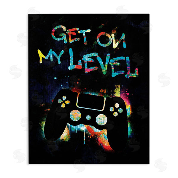 stupell industries Victoria Barnes | Get On My Level Gaming Controller Neon Paint Splatter Wall Art