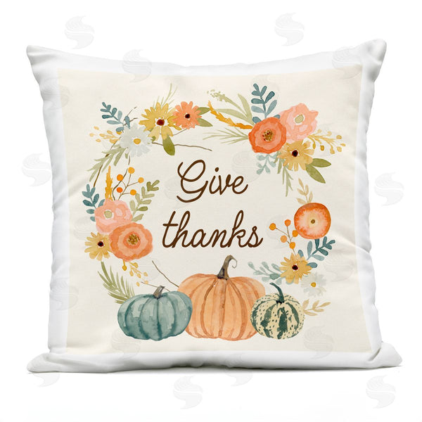Stupell Industries Victoria Barnes | Give Thanks Orange Pumpkin Printed Throw Pillow