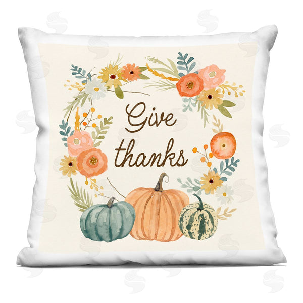 stupell industries Victoria Barnes | Give Thanks Orange Pumpkin Printed Throw Pillow