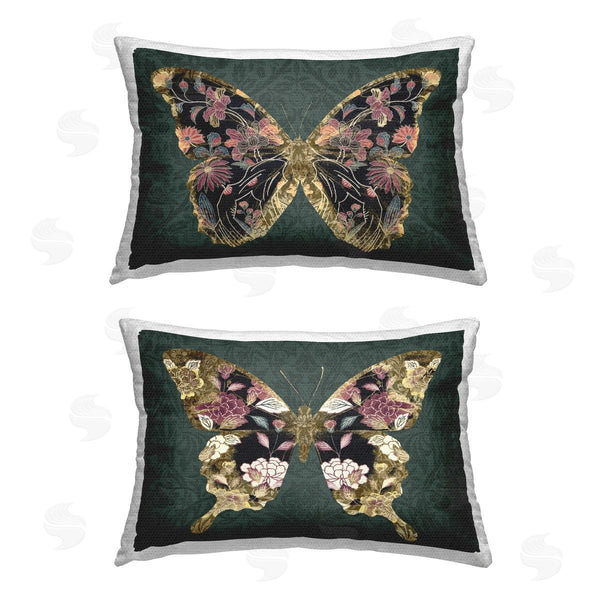 Stupell Industries Victoria Barnes | Gold Black Floral Butterfly