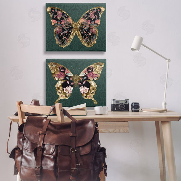Stupell Industries Victoria Barnes | Gold Black Floral Butterfly Wall Art