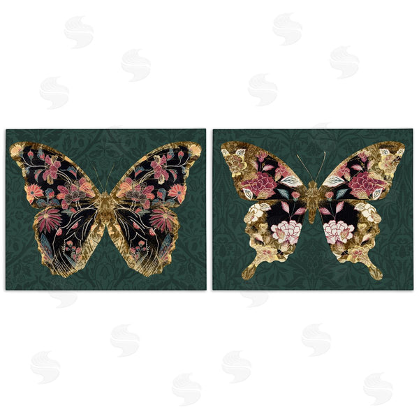 stupell industries Victoria Barnes | Gold Black Floral Butterfly Wall Art