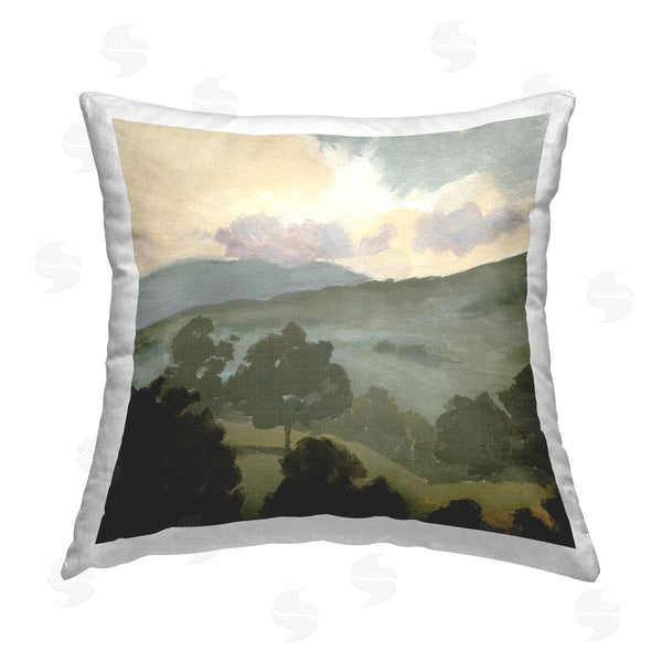 stupell industries Victoria Barnes | Green Countryside Landscape Printed Throw Pillow