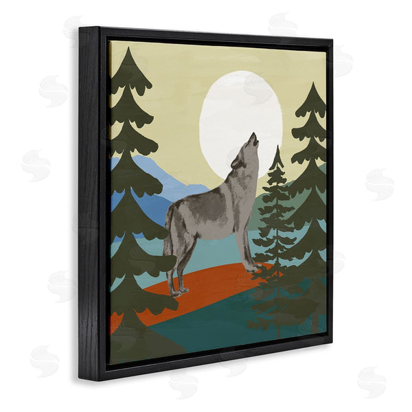 Stupell Industries Victoria Barnes | Grey Wolf Howling Moon Woodlands Trees Wall Art