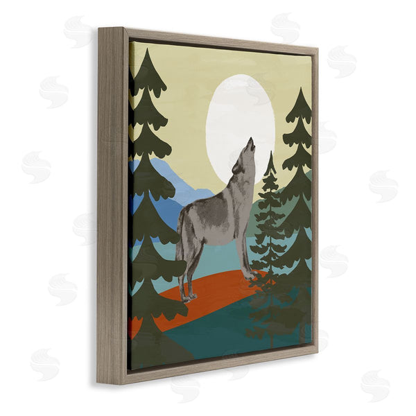 Stupell Industries Victoria Barnes | Grey Wolf Howling Moon Woodlands Trees Wall Art